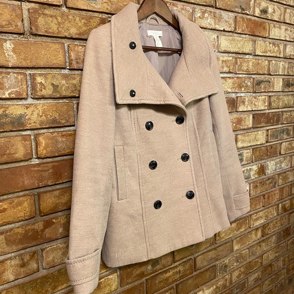 H&M tan dress pea coat size 8 - Picture 9 of 12